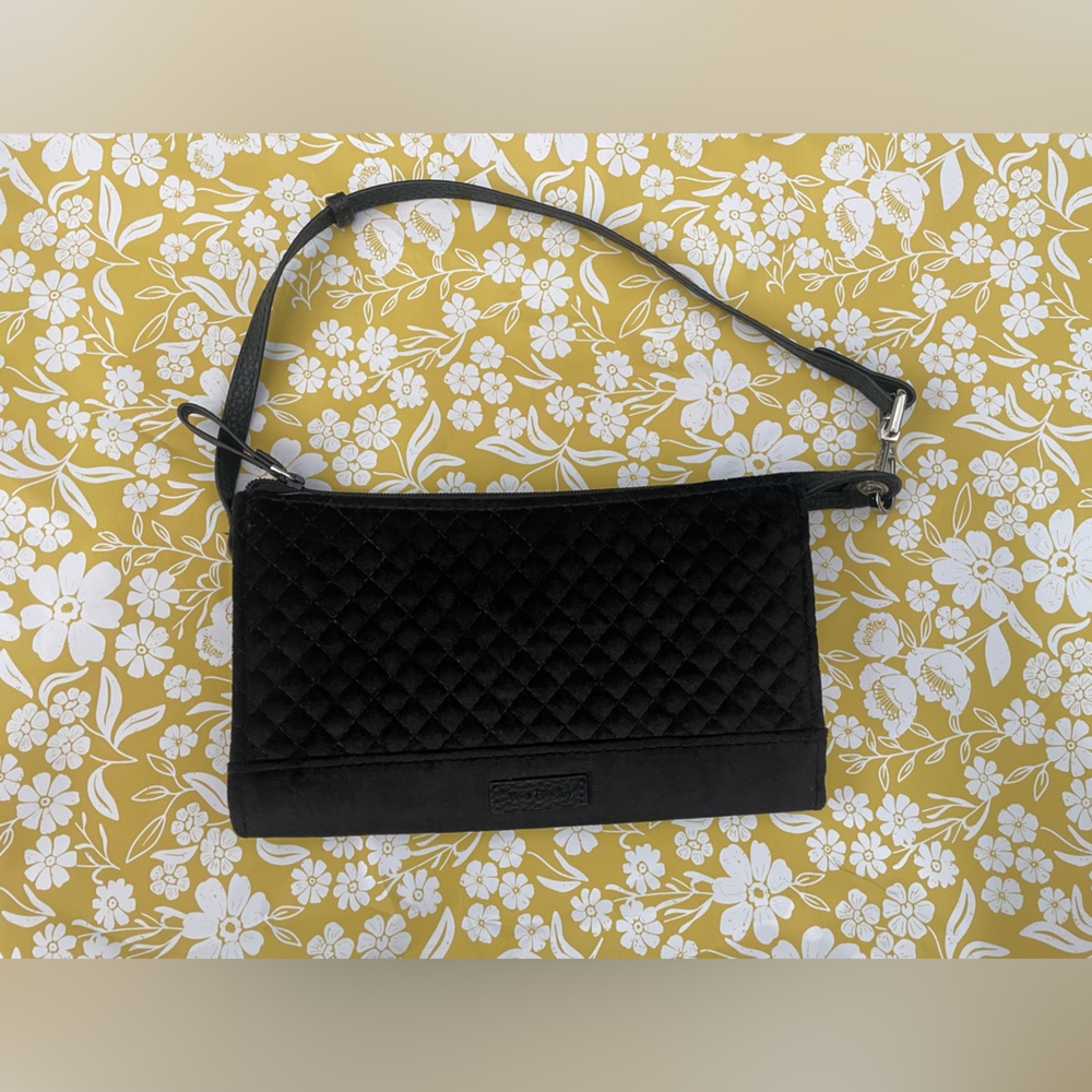 Vera Bradley Black Quilted Plush Wristlet